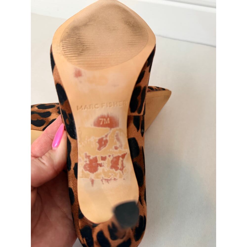 Marc Fisher Leopard Print Pointed Toe Bow Pump Heels Stilettos Size 7.5 - Picture 6 of 13